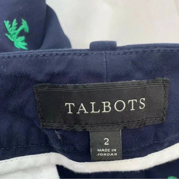 Talbots Signature Pants Size 2 Navy Blue Embroidered Green Palm Trees Novelty - Picture 7 of 13